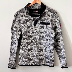 Canada Weather Gear 1/4 Snap Pullover Jacket Black Gray Camouflage Men's M